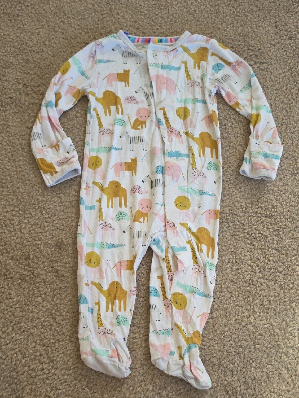 Magnetic Me Modal Magnetic Footie One Piece Size 0-3M Pink Wild Animals